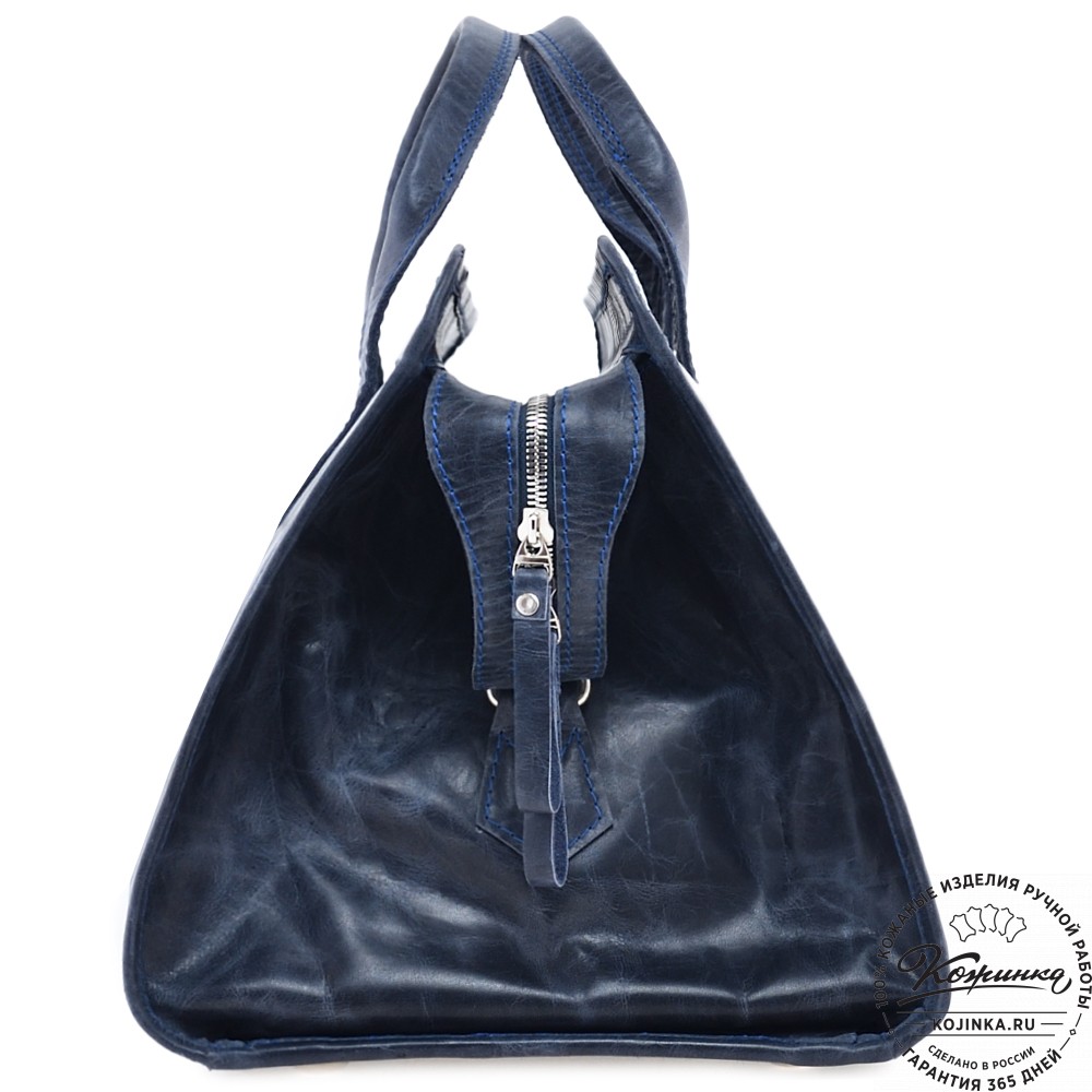  Кожаная дорожная сумка "Чарли" (синий антик) 