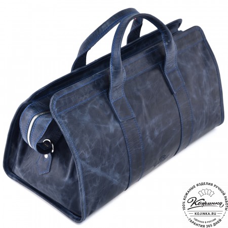  Кожаная дорожная сумка "Чарли" (синий антик) 