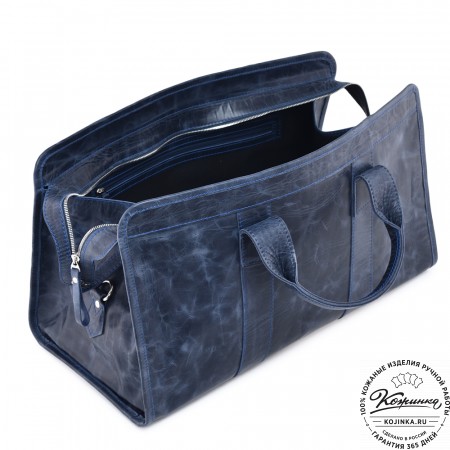  Кожаная дорожная сумка "Чарли" (синий антик) 