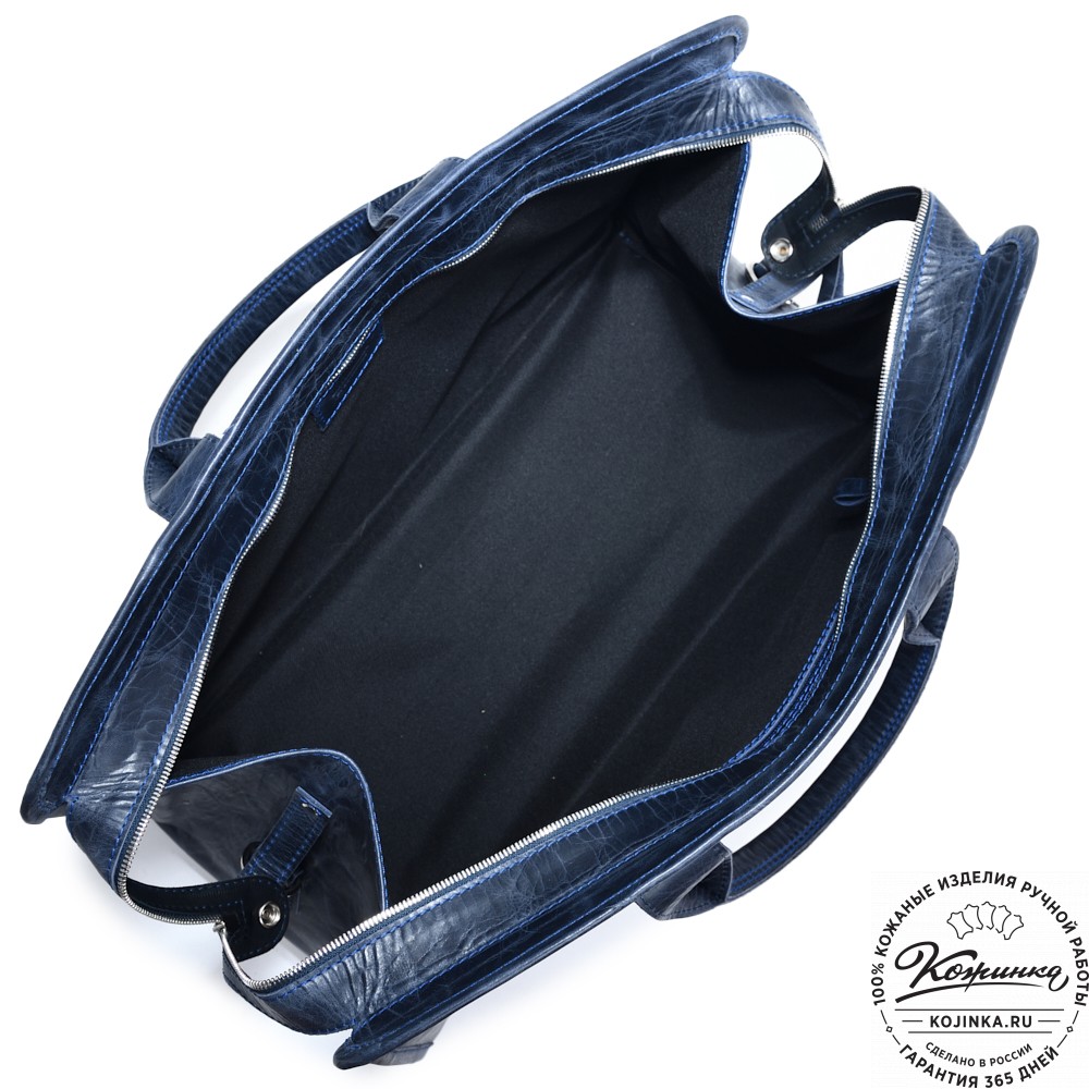  Кожаная дорожная сумка "Чарли" (синий антик) 