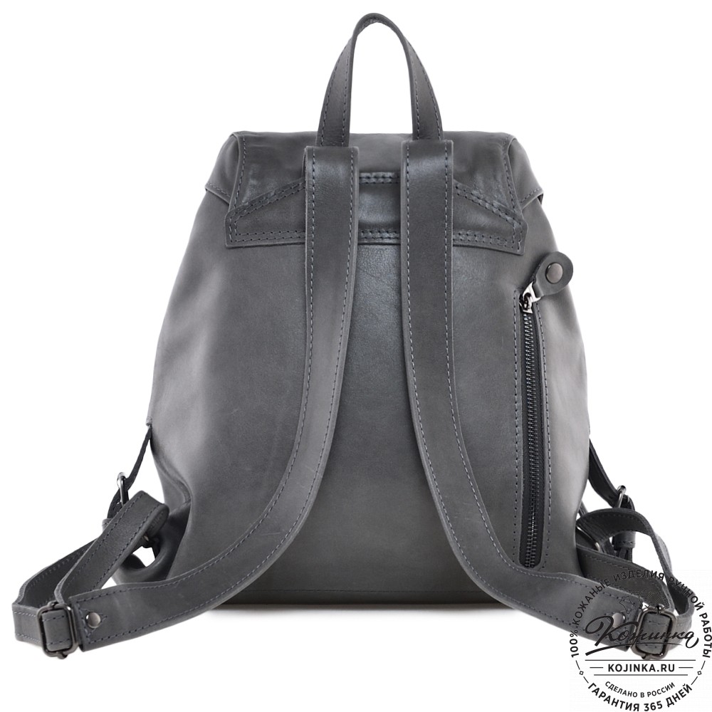  Женский кожаный рюкзак "Паулина" (серый)