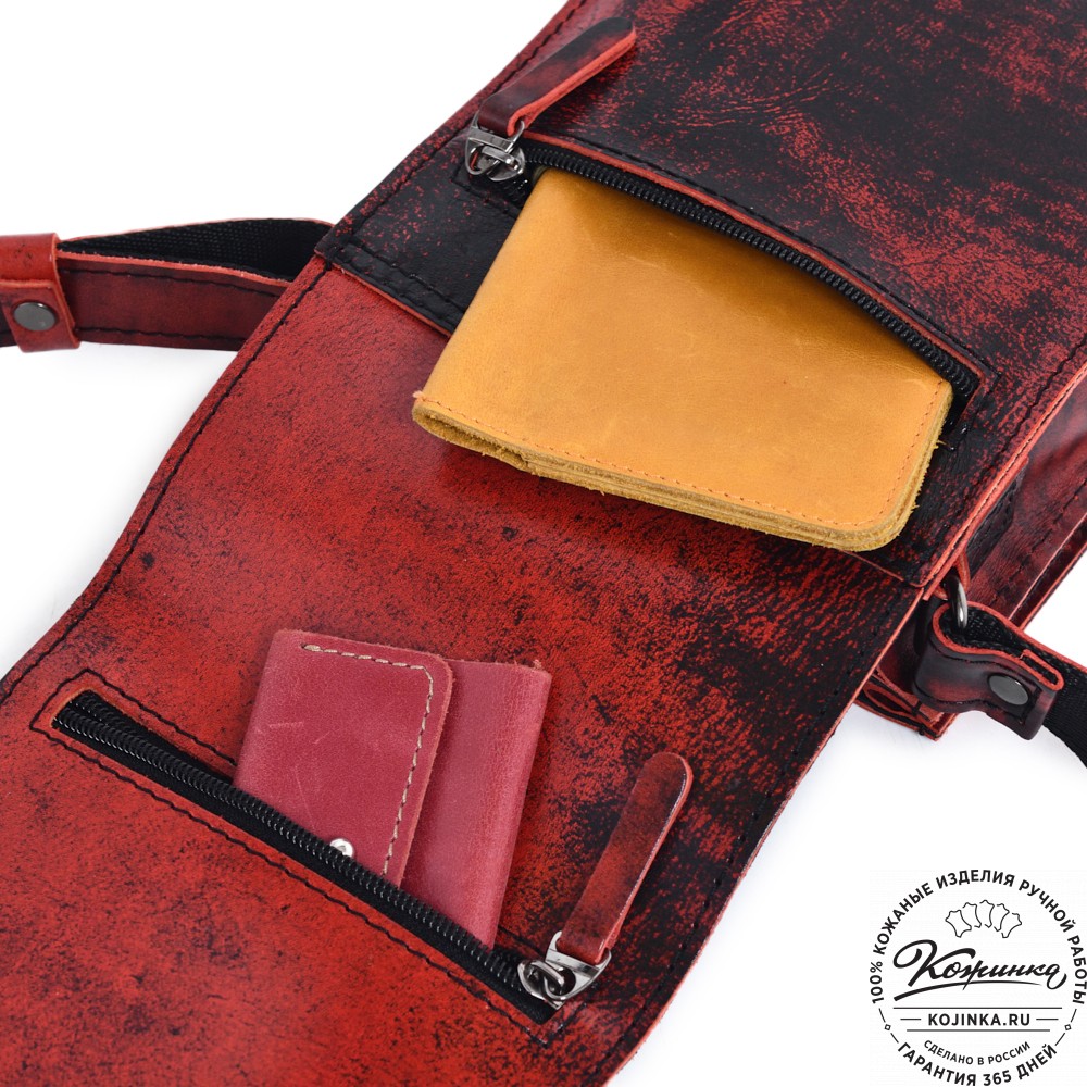  Кожаный сумка "Робин" (глянец красный)