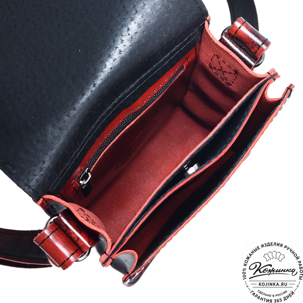  Кожаный сумка "Робин" (глянец красный)