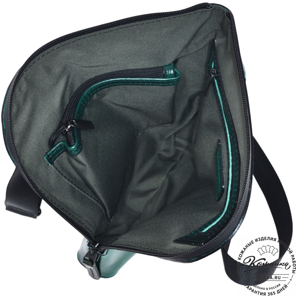  Кожаная сумка "Родос" (зеленый глянец) 