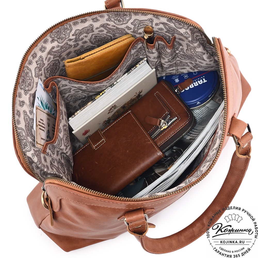  Женская кожаная сумка "Аврора" (рыжая гладкая кожа)