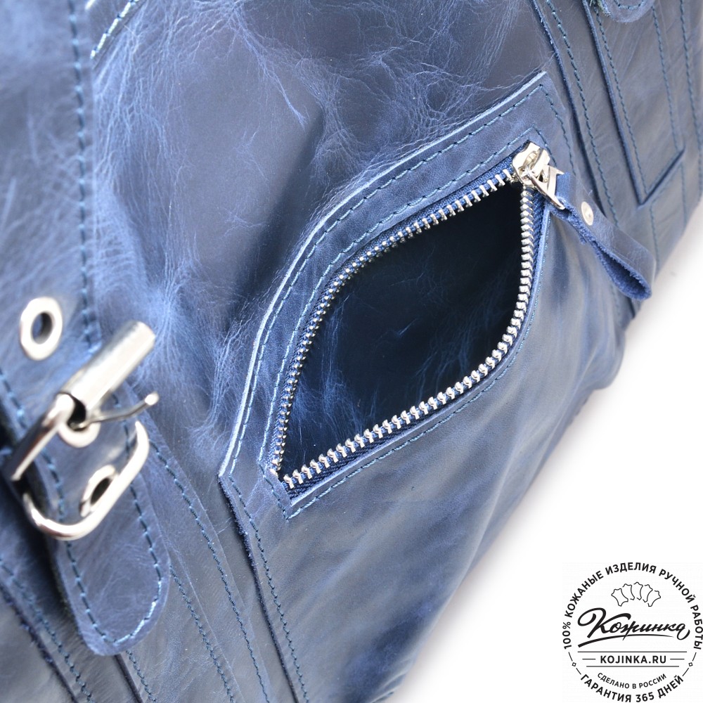 Деловая кожаная сумка "Доминик" (синий антик)