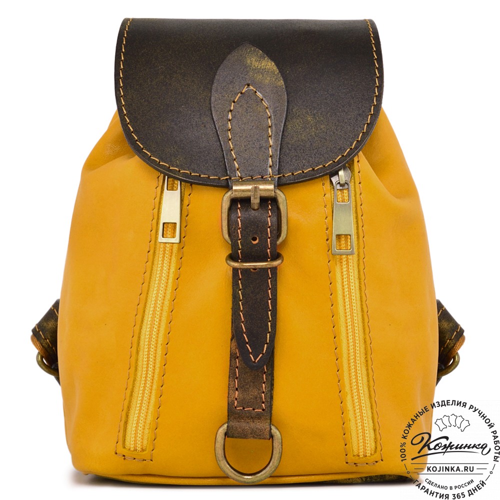  Женский кожаный рюкзак "Колибри" (желтый) 