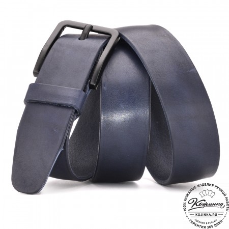 Кожаный ремень "Гольфстрим" (синий)