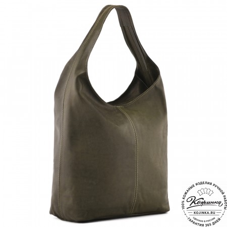 Женская кожаная сумка "Винтаж" с ключницей (хаки гладкая кожа) 