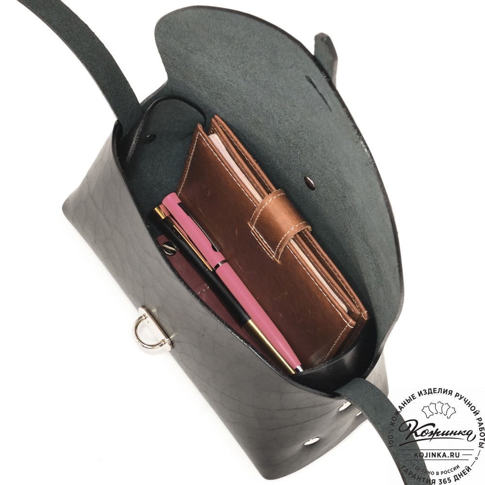 Женская кожаная сумка "Милла макси" (черная)