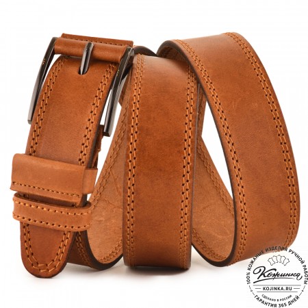 Кожаный ремень "Остин" (рыжий)