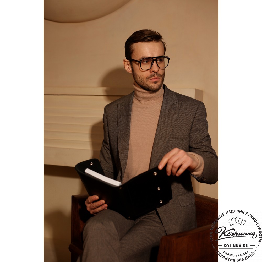 Кожаный ежедневник на кольцах "Джексон" (чёрный)