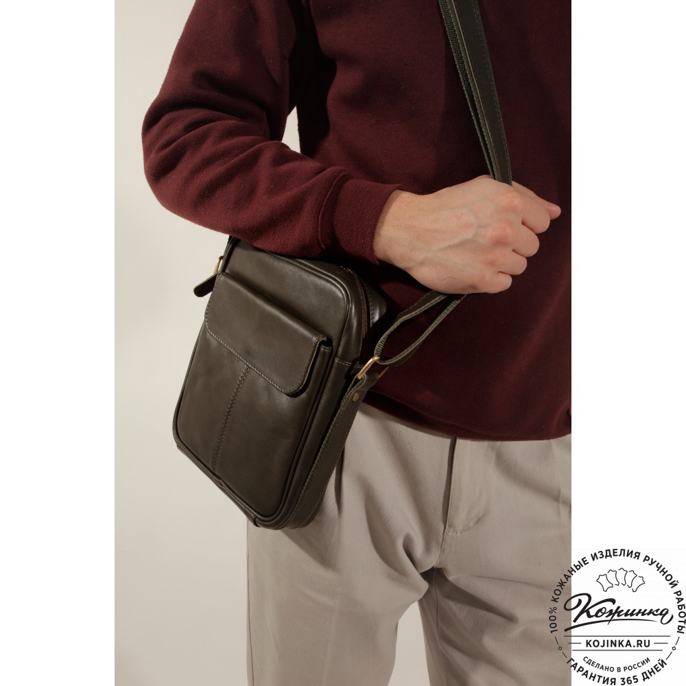 Кожаная сумка "Канада" (хаки гладкая кожа)