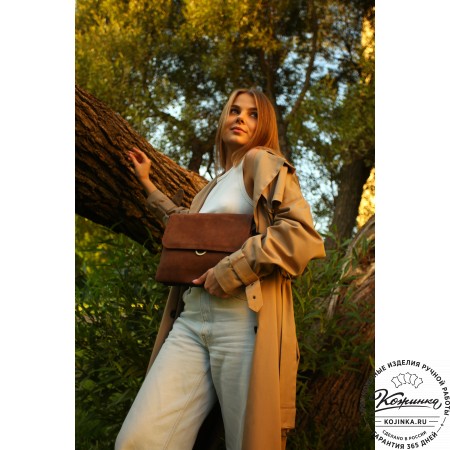 Женская сумка из кожи и замши  "Мишель" (коричневая)