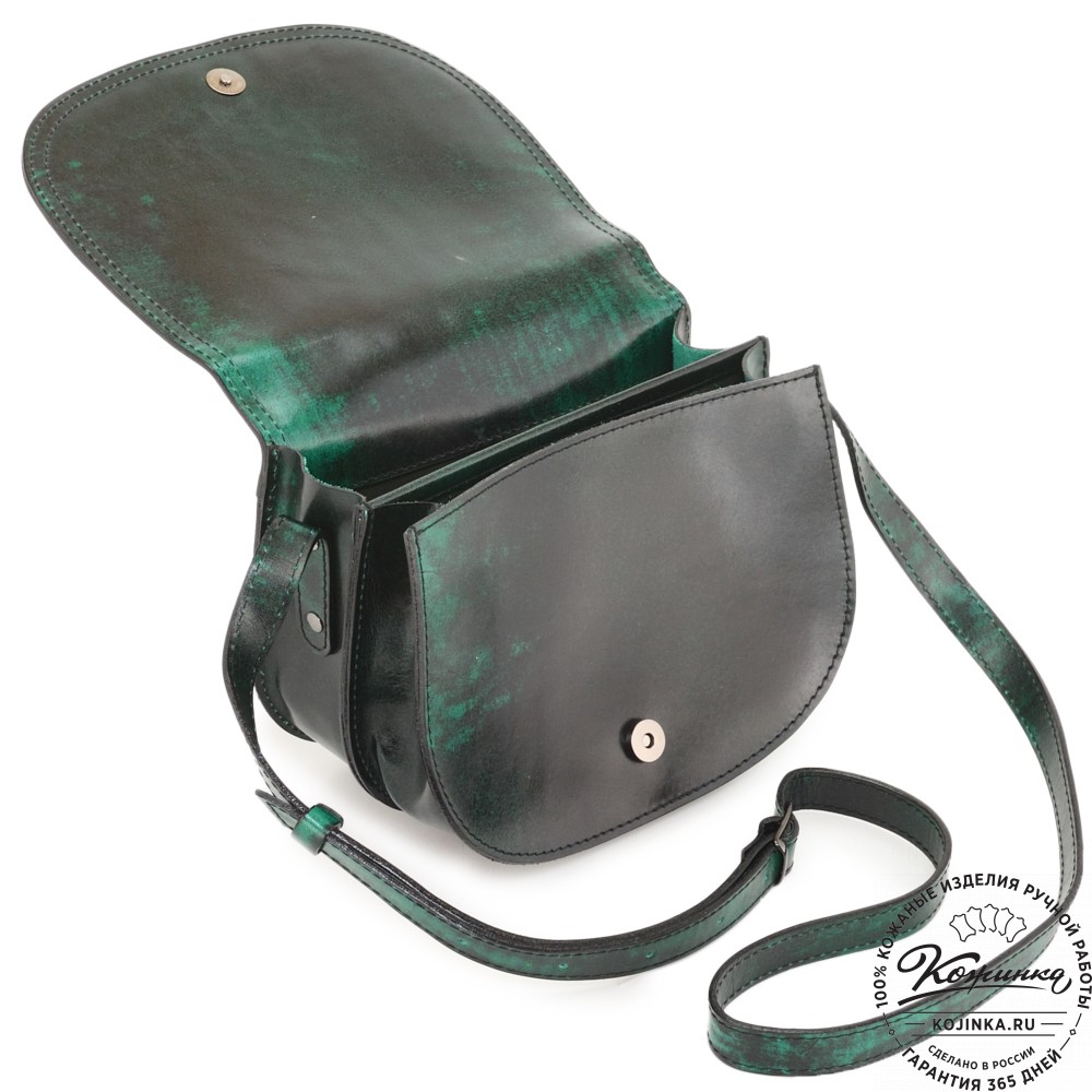 Женская кожаная сумка "Аргентина" (глянец зелёный)