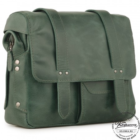 Кожаная сумка "Фрея" (зеленая)