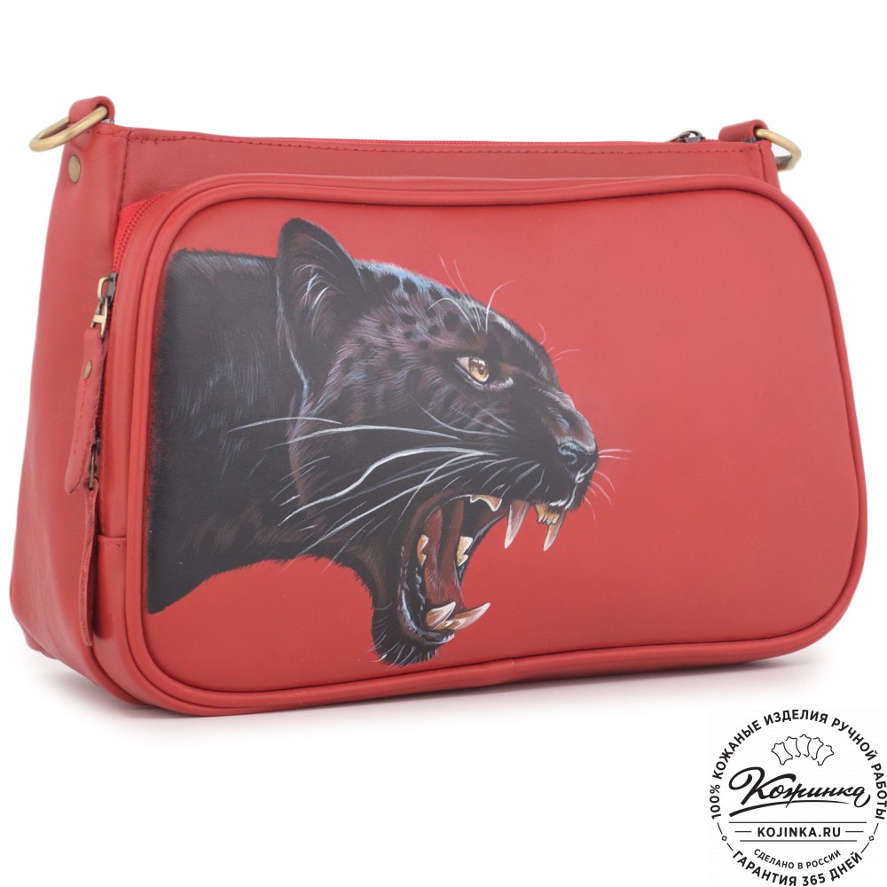 Женская кожаная сумка "Эмма" "Пантера" (красный)