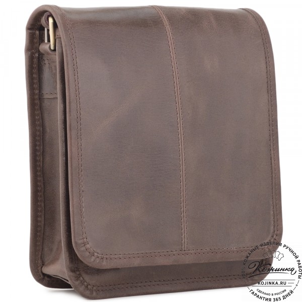 Кожаная сумка через плечо "Митчел мини" (темно-коричневая антик). фото 1