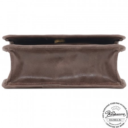 Кожаная сумка через плечо "Митчел мини" (темно-коричневая антик)