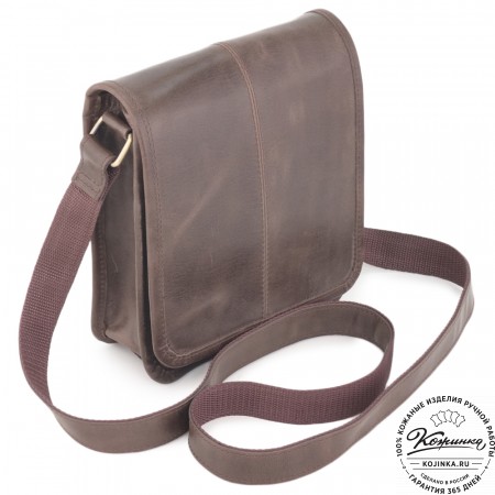 Кожаная сумка через плечо "Митчел мини" (темно-коричневая антик)