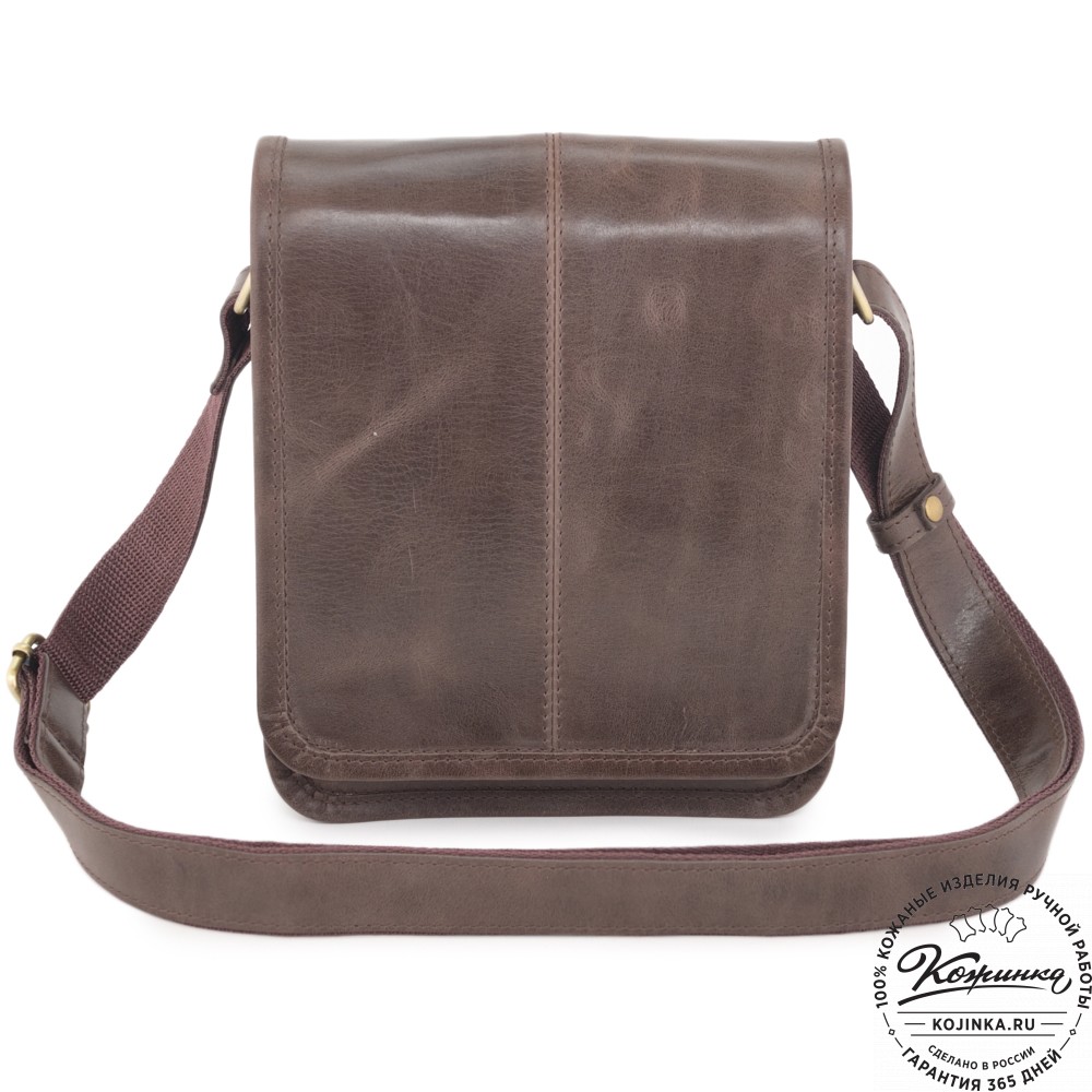 Кожаная сумка через плечо "Митчел мини" (темно-коричневая антик)