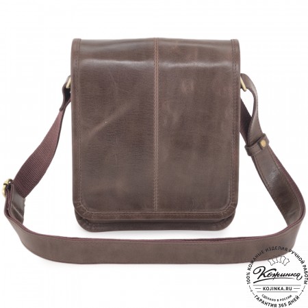 Кожаная сумка через плечо "Митчел мини" (темно-коричневая антик)