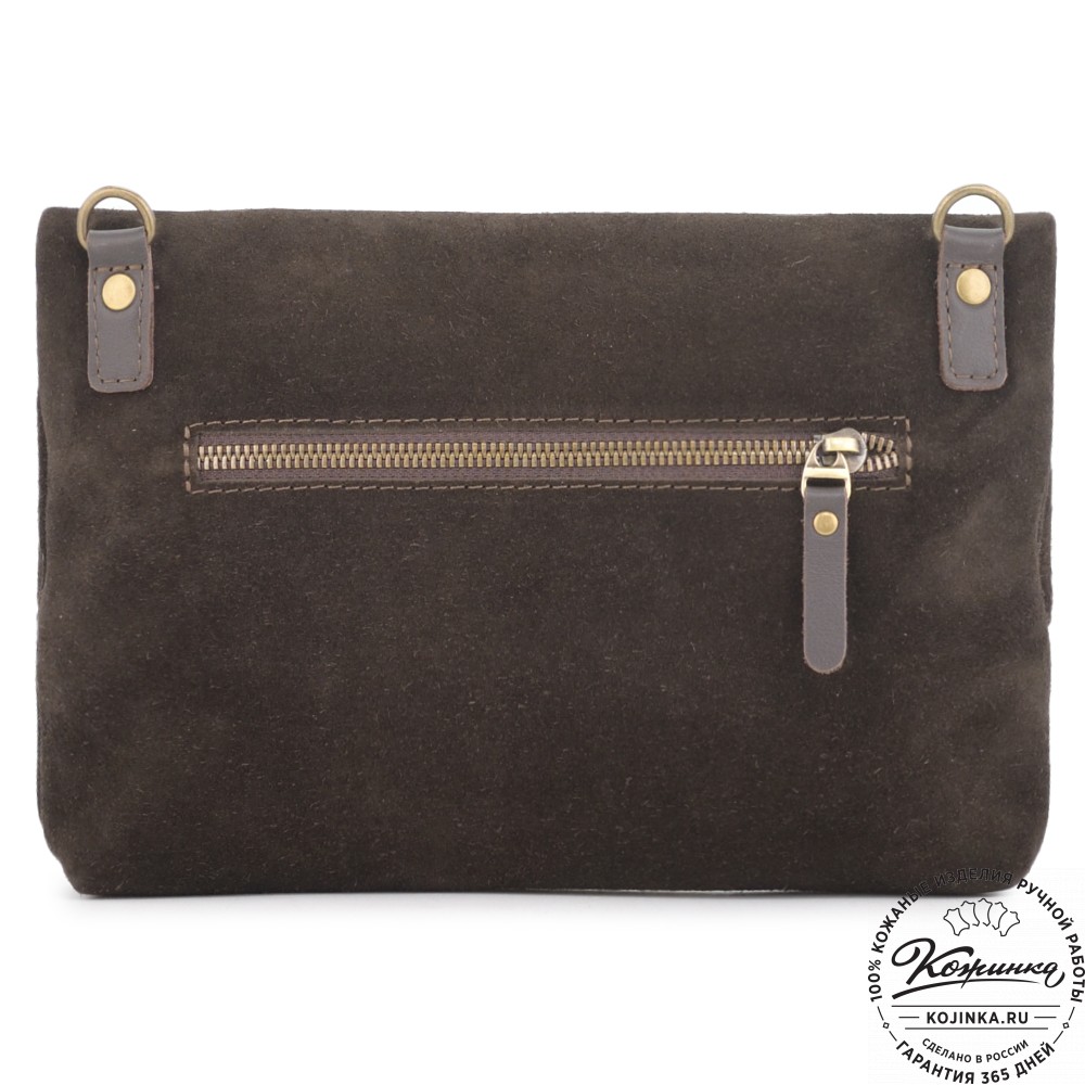 Кожаный клатч "Молли" велюр (шоколад)