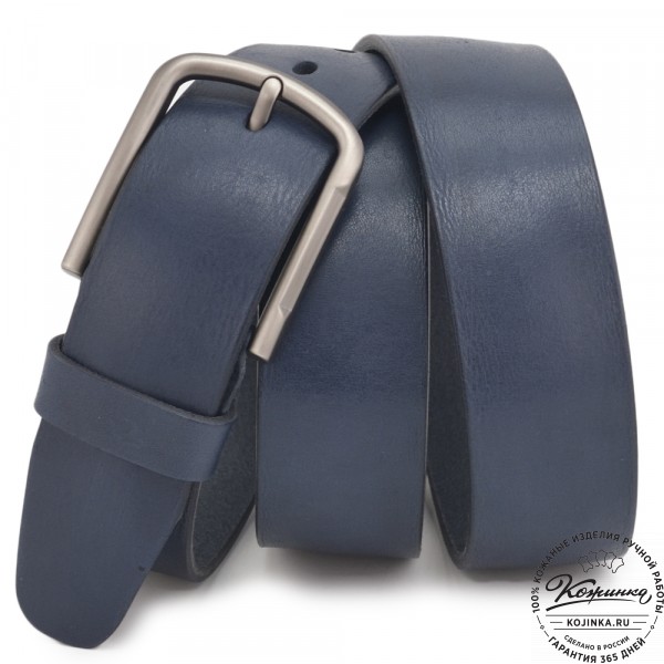 Кожаный ремень "Канзас" (синий). фото 1