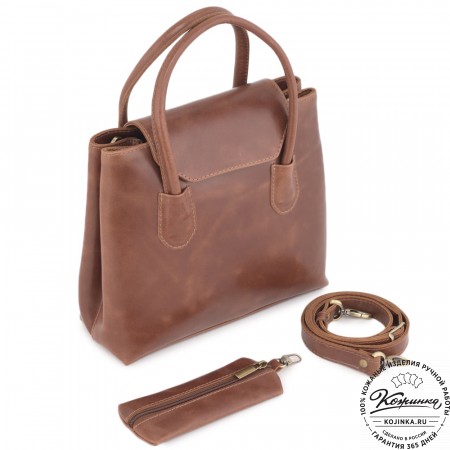 Женская кожаная сумка "Ванесса" (коньяк глянец)