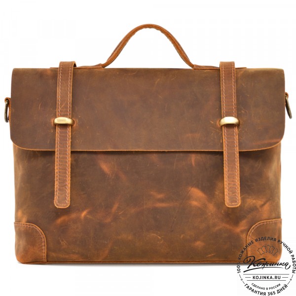  Кожаный портфель "Англетер" (рыжий крейзи). фото 1