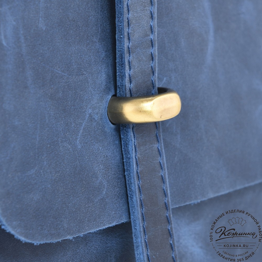  Кожаный портфель "Англетер" (синий крейзи) 