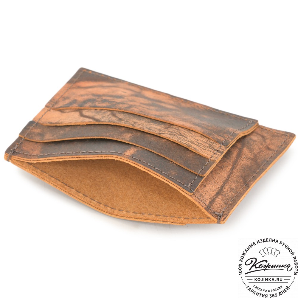 Кожаный футляр для карт "Мэри" (старение рыжий) 