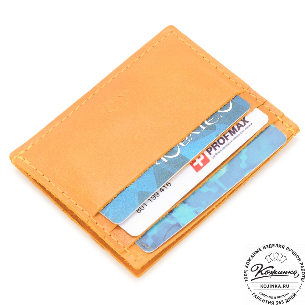 Кожаный картхолдер "Вавилон" (желтый)