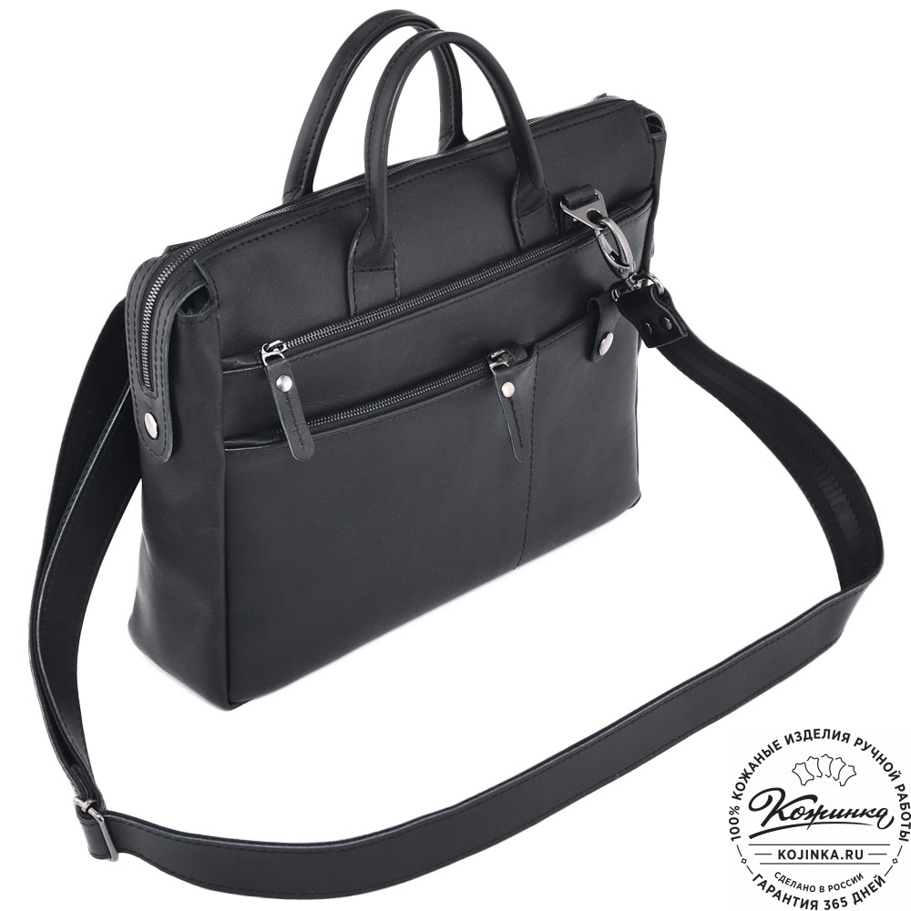 Кожаная деловая сумка "Гранд" (чёрная)