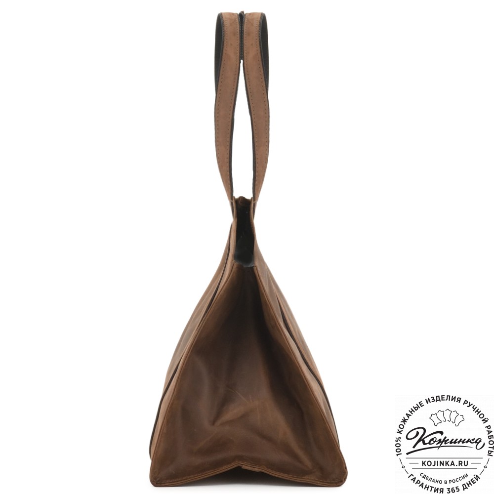 Кожаная шоппер-дровница "Родео" (темно-коричневый крейзи)