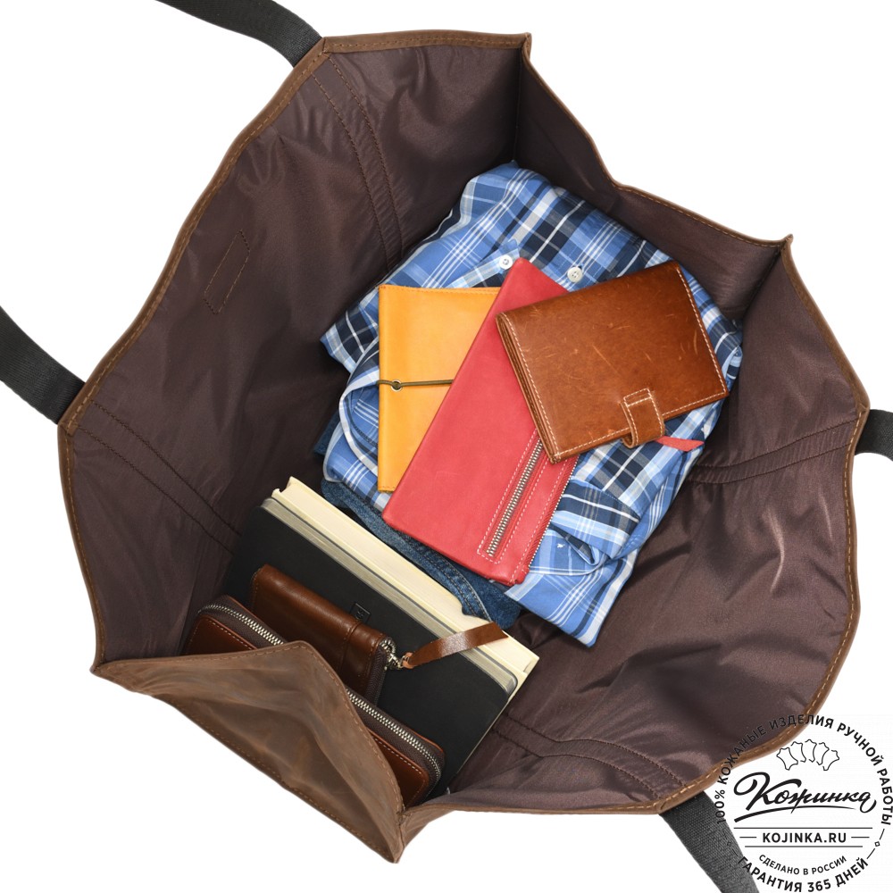 Кожаная шоппер-дровница "Родео" (темно-коричневый крейзи)