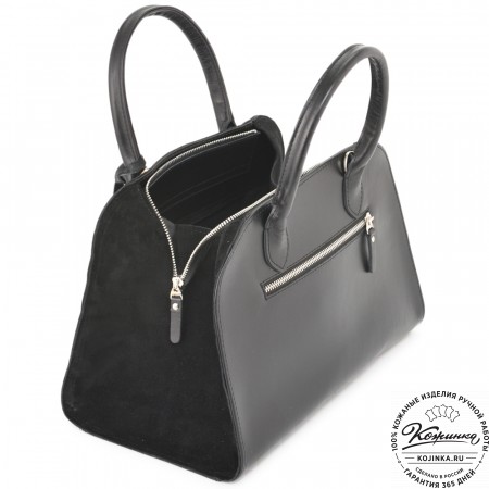 Женская кожаная сумка "Вирджиния" (черная)