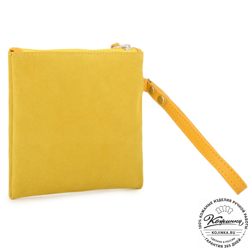 Кожаная косметичка "Флавия" велюр (лимон)