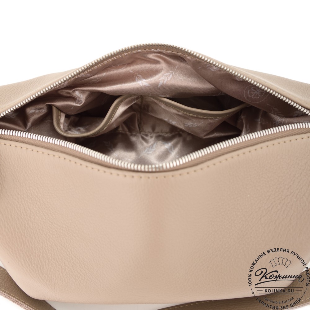 Женская кожаная сумка "Тойс" (темно-бежевая)