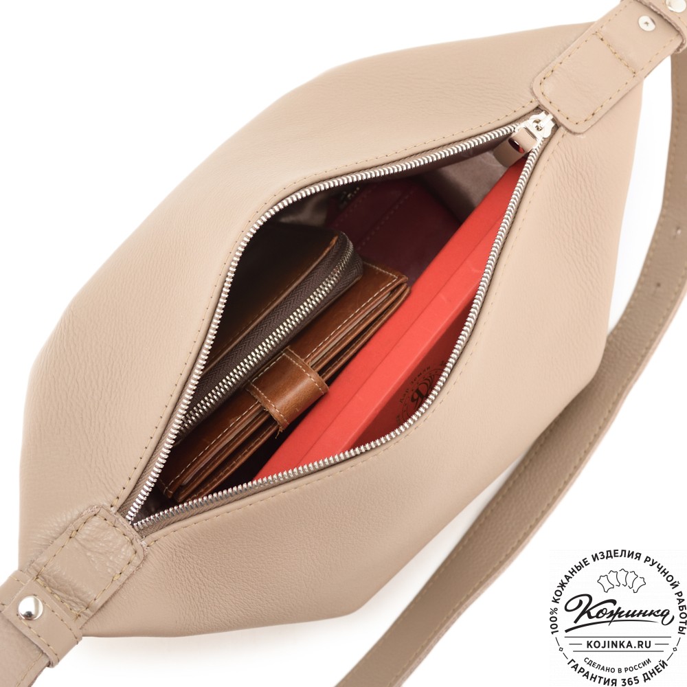 Женская кожаная сумка "Тойс" (темно-бежевая)