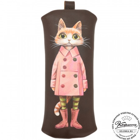 Кожаная ключница «Соло» "Кот в розовом"