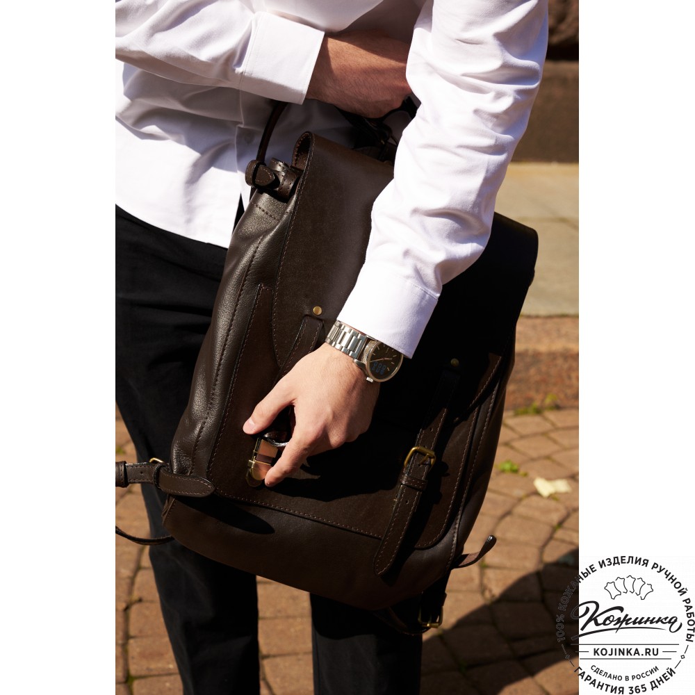 Кожаный рюкзак "Рафаэль New" (коричневый с темно-коричневым)