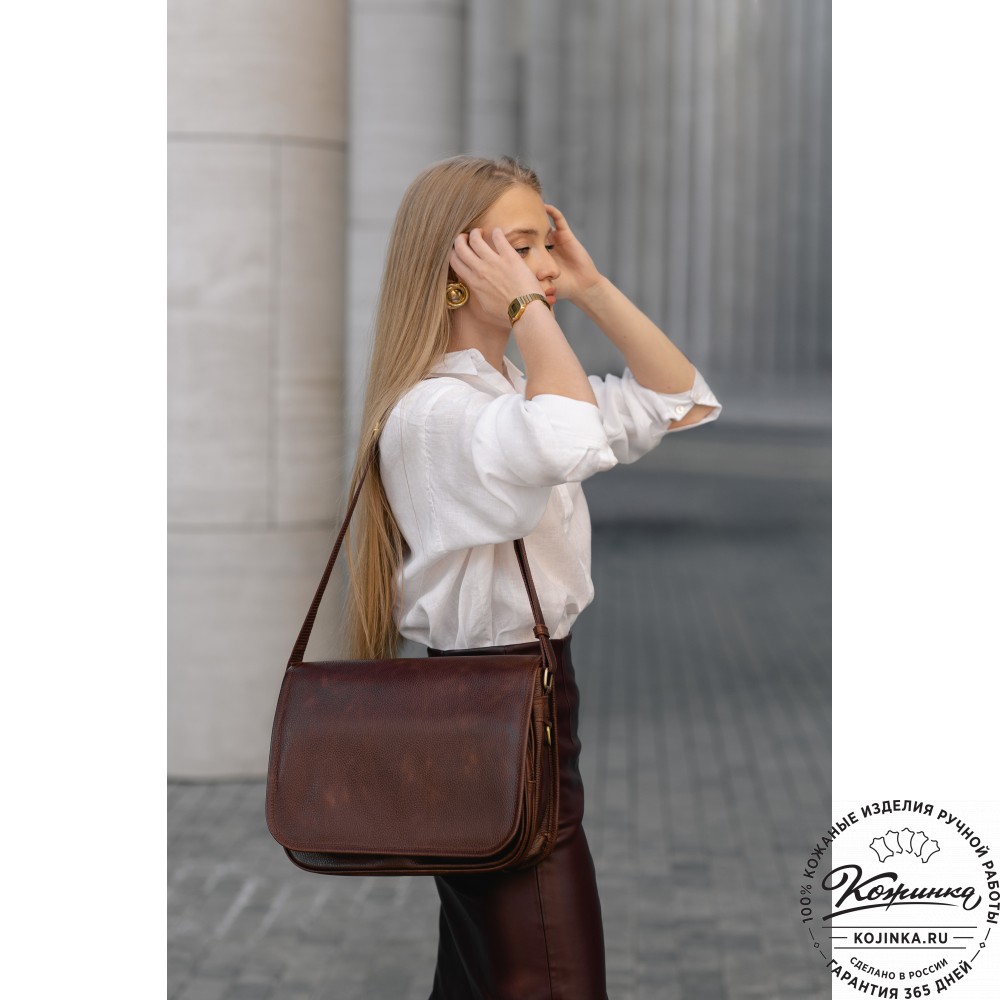 Кожаная сумка "Риана" (бежевый крейзи)