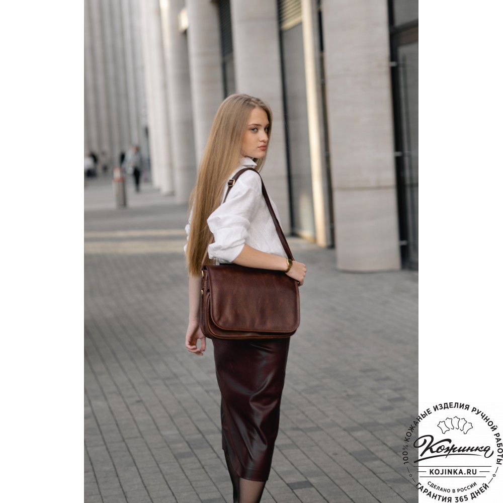 Кожаная сумка "Риана" (бежевый крейзи)