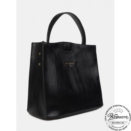 Женская кожаная сумка "Синтия" (чёрная гладкая кожа)