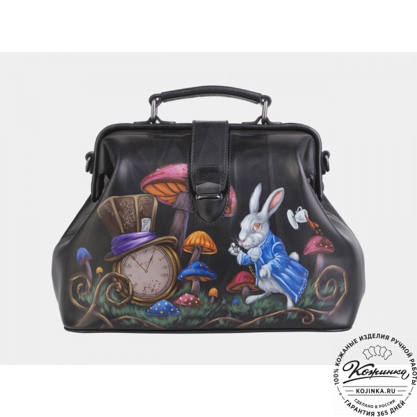 Сумка Фрейм Медиум "Алиса в стране чудес" (чёрная). фото 1