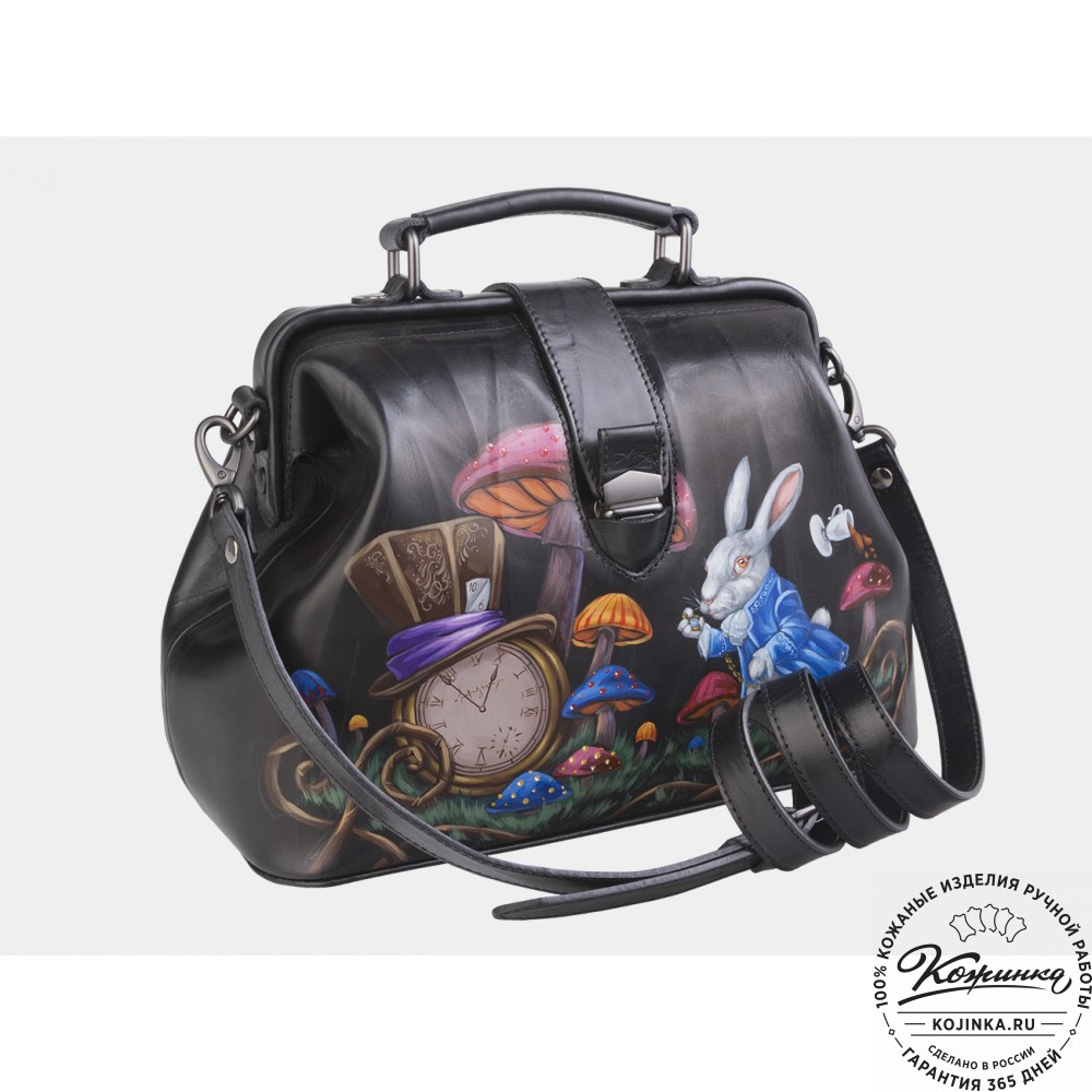 Сумка Фрейм Медиум "Алиса в стране чудес" (чёрная)