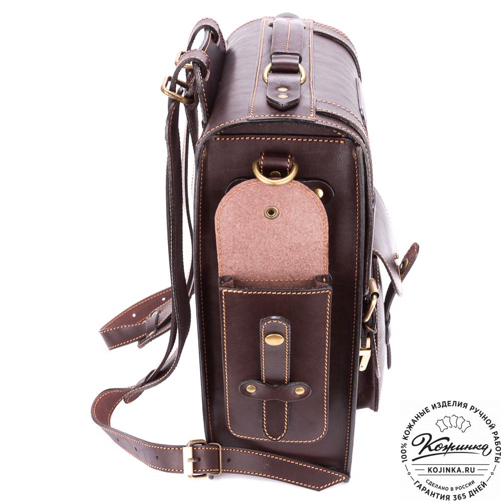 Кожаный ранец-портфель "Джонн" (темно-коричневый)