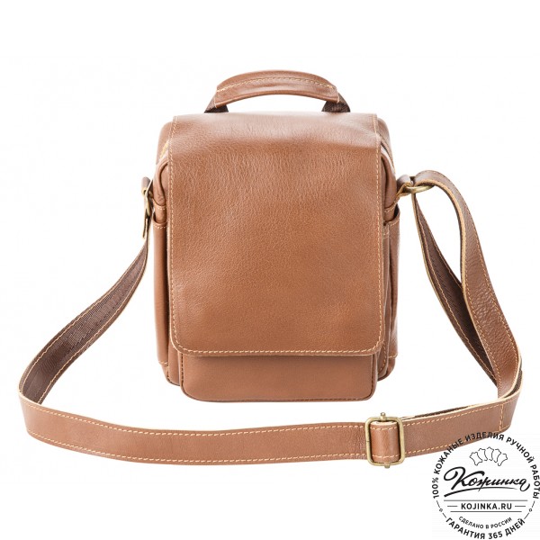 Кожаная сумка через плечо "Шерлок" (светло-коричневая). фото 1