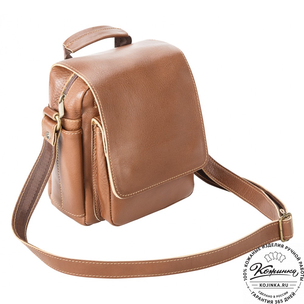 Кожаная сумка через плечо "Шерлок" (светло-коричневая)